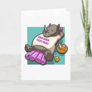 Cartão Rhino Relaxado Em Um Personagem de desenho animado