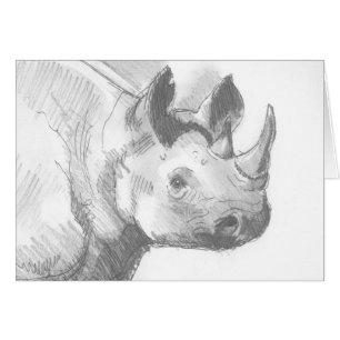Cartão Rhino Rhinoceros Pencil Desenho