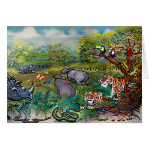 Cartão Rhinos Hippos e Tigres