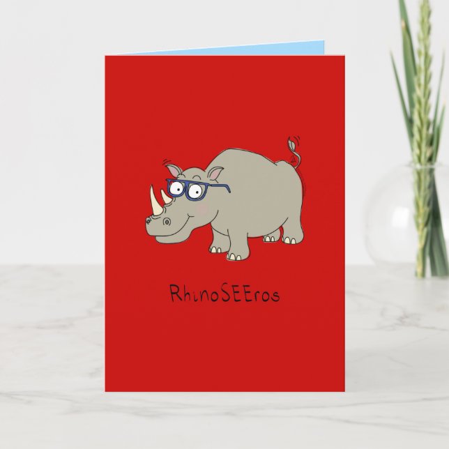 Cartão RhinoSEEros - Rhino with Glasses Greeting Card (Frente)