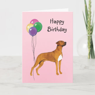Cartão Rhodesian Ridgeback, Birthday Balloons