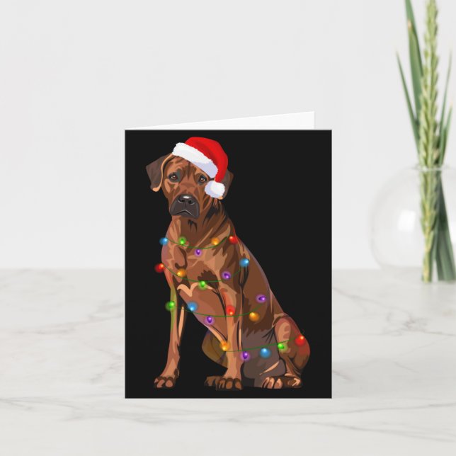 Cartão Rhodesian Ridgeback Christmas Lights Xmas Dog Love (Frente)