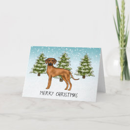 Cartão Rhodesian Ridgeback Com Texto Floresta De Inverno 