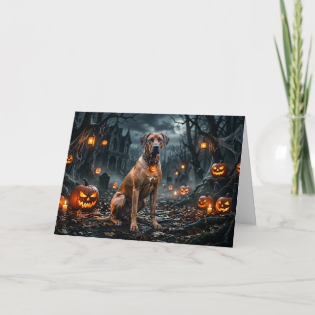 Cartão Rhodesian Ridgeback no Haunted Grove (Frente)