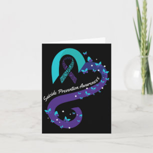 Cartão Ribbon Heart Butterfly Suicídio Sensibilização Men