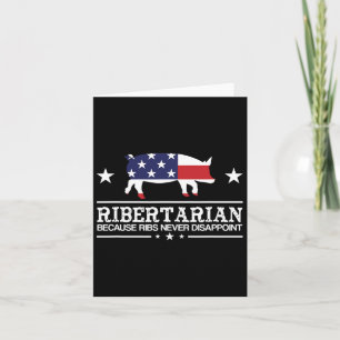 Cartão Ribertariário Ribs Pig Patriot Griling Funny Churr