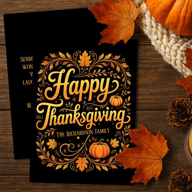 Cartão Rich Harvest Dourado e Autumn deixa de agradecer (Criador carregado)