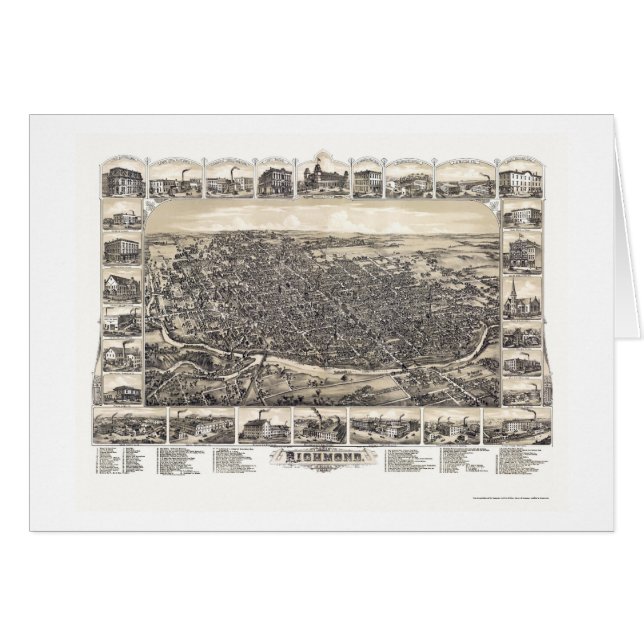 Cartão Richmond, no mapa panorâmico - 1884 (Frente Horizontal)