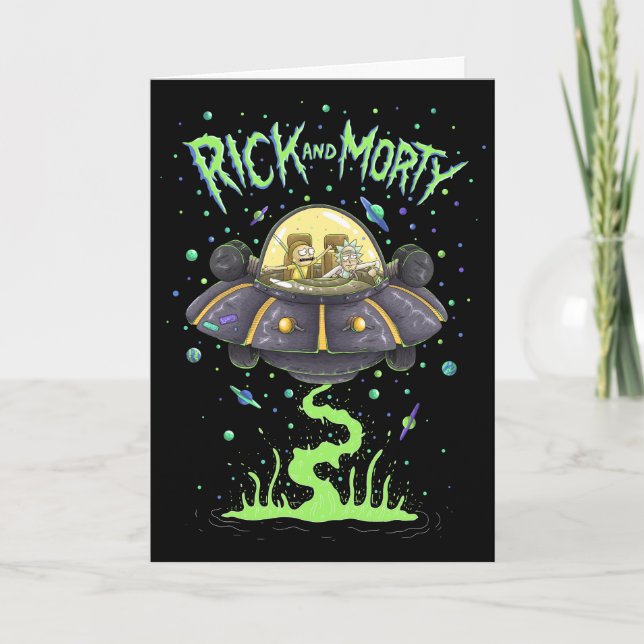 Cartão RICK E MORTY™ | Gráfico de Voo Espacial Ilustrado (Frente)