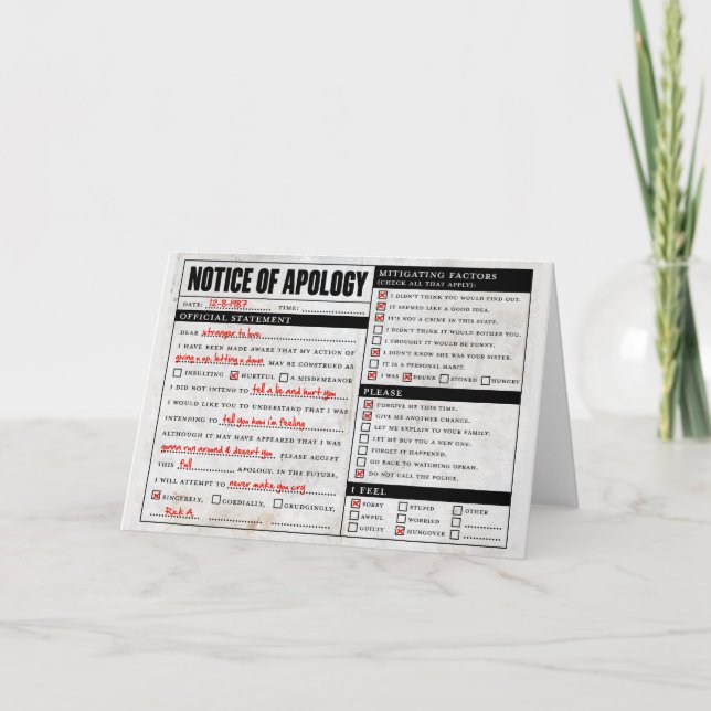 Cartão Rickroll Astley Apology Notice (Frente)