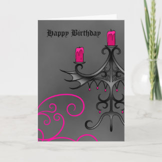 Cartão Rico Gótico candelabro a rosa no aniversário da ci