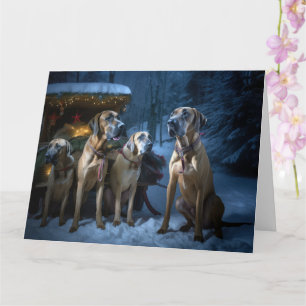 Cartão Ridgeback Ridgeback Snowy Sleigh Decência de Natal