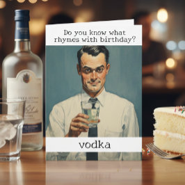 Cartão Rima com Vodka Retro Divertida de Aniversário