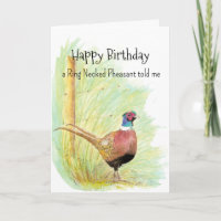 Ring Neck Pheasant Personality Birthday Fun Bird