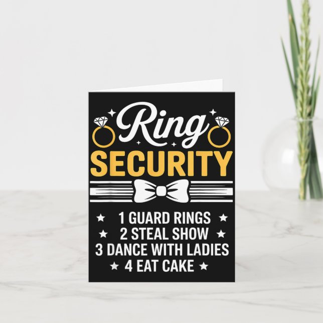 Cartão Ring Security Wedding Party Funny Ring Bearer  (Frente)