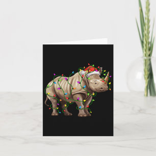 Cartão Rino Papais noeis Árvore de Natal Iluminação Xmas