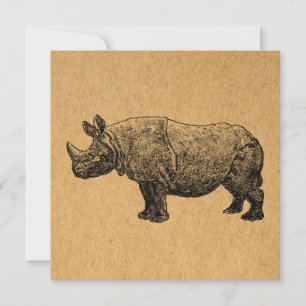 Cartão Rinoceronte Art Vintage Rhino Ilustração