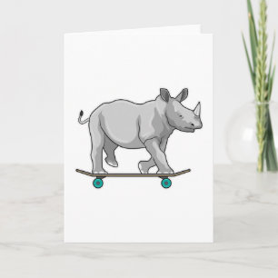 Cartão Rinoceronte como skatista com skate