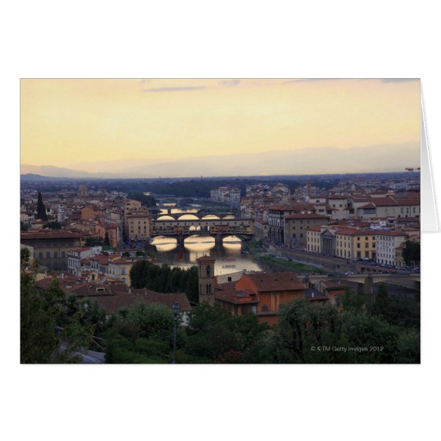 Cartão Rio Arno e Ponte Vecchio em Florença, (Frente Horizontal)