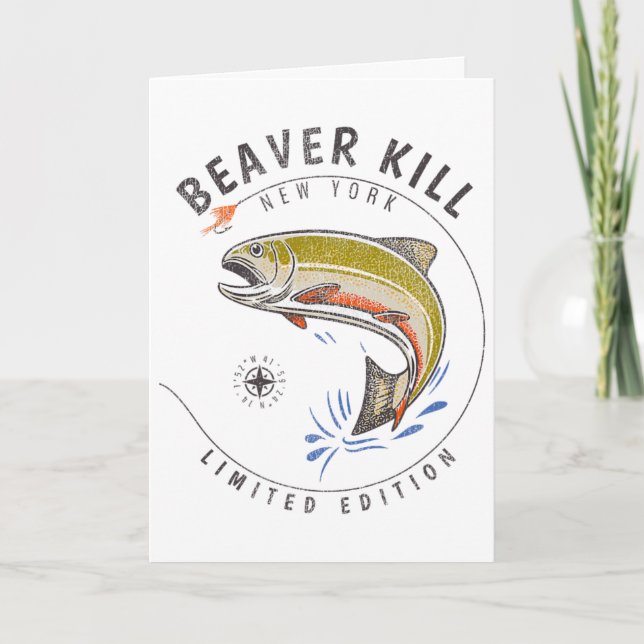 Cartão Rio Beaverkill Nova York Pesca com Mosca Lembrança (Frente)