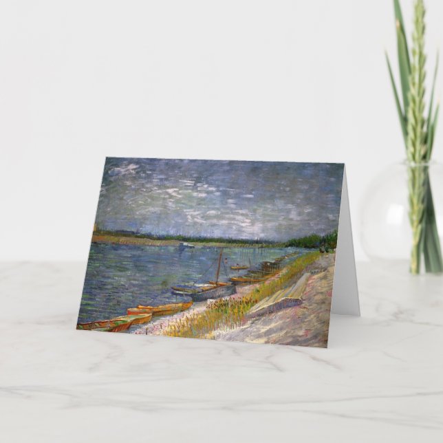 Cartão Rio com botes em rufo por Vincent van Gogh (Frente)