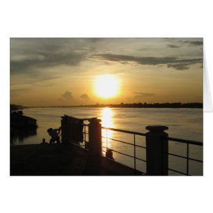 Cartão Rio Mekong Sunset ... Nong Khai, Isaan, Tailândia