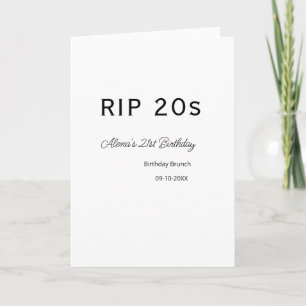 Cartão RIP 20s aniversário de 21 anos simples data mínima
