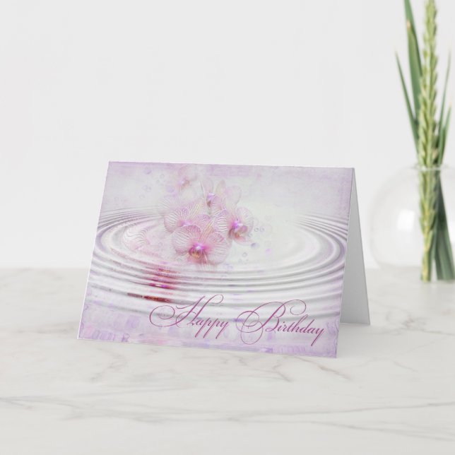 Cartão Ripais Orquídeas Rosa para o aniversário (Frente)