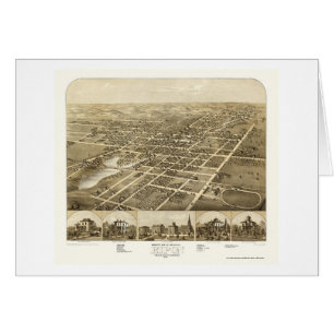 Cartão Ripon, mapa panorâmico dos WI - 1867