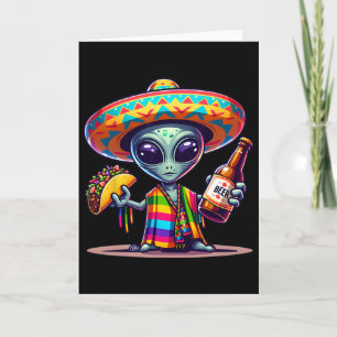 Cartão Rir Com Tacos De Alienígenas E Cerveja Cinco De Ma