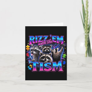 Cartão Rizz em com o tism meme de guaxinim autista autism