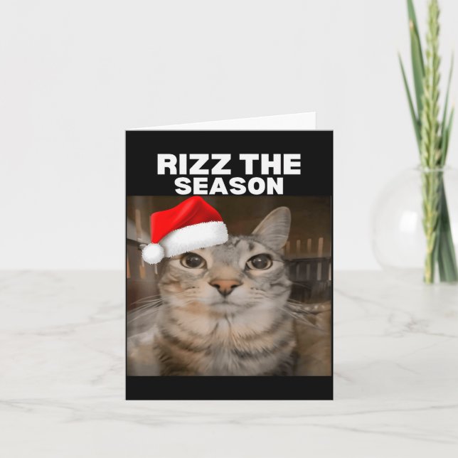 Cartão Rizz The Season Funny Christmas Pajamas Cat Meme B (Frente)