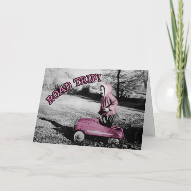 Cartão Road Trip! card - hot pink w/template (Frente)