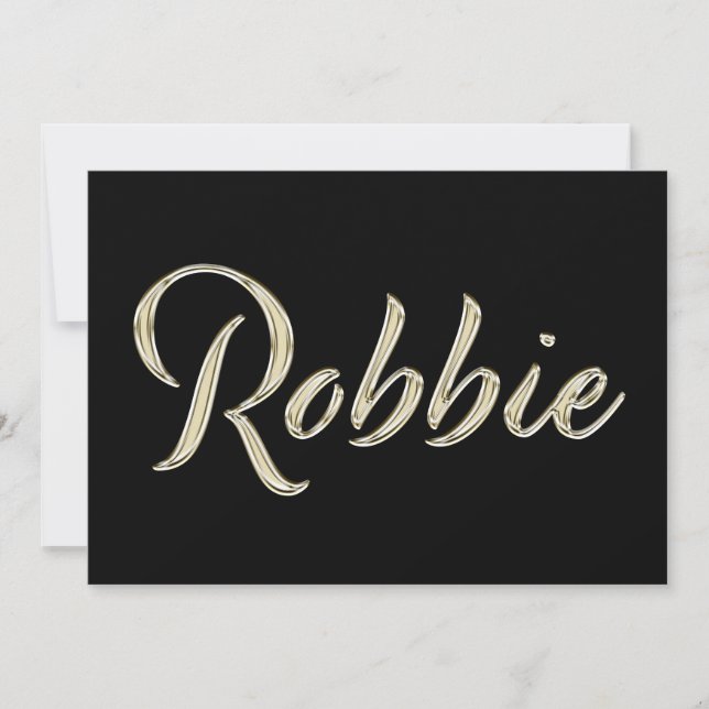 Cartão Robbie Name white gold Handwriting Karte (Frente)