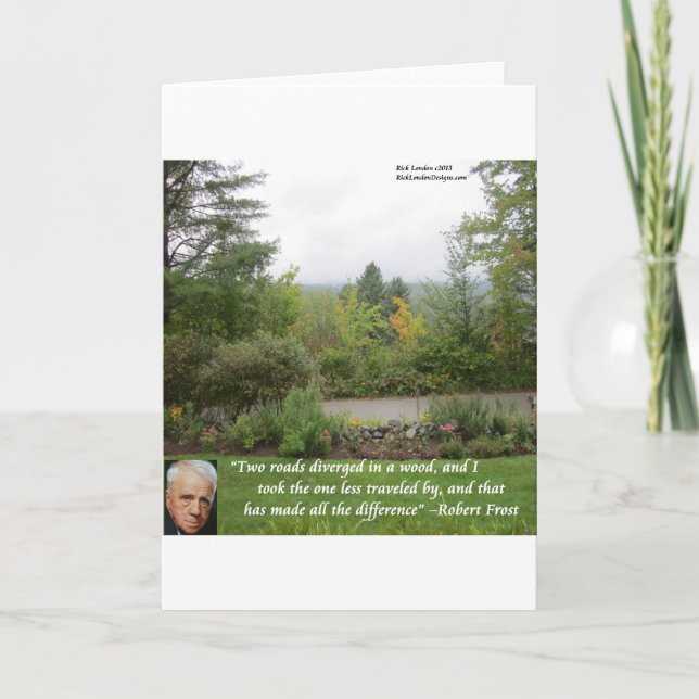 Cartão Robert Frost Wisdom Quote "Road Less Traveled" (Frente)