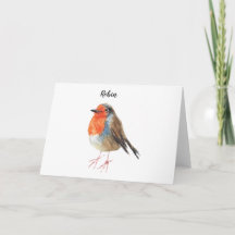 Robin aquarela pintou pássaro. Belo cartão.