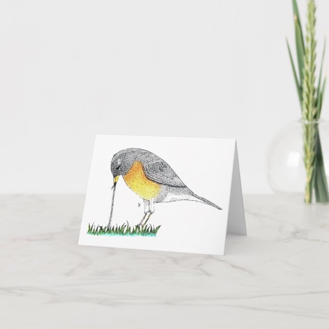 Cartão Robin com Worm (Frente)