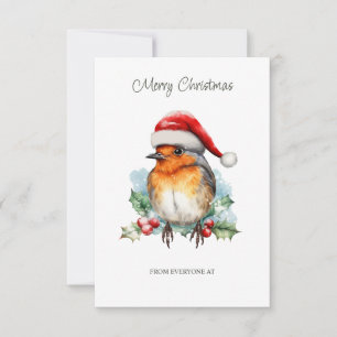 Cartão Robin corporativo em um chapéu de Natal