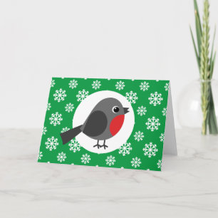 Cartão Robin de desenho animado fofo com os flocos de nev