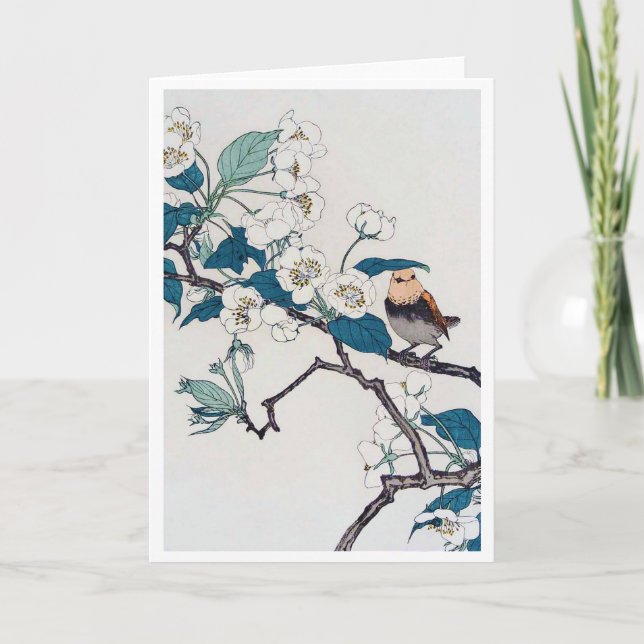 Cartão Robin e Cherry Blossoms, Imao Keinen (Frente)