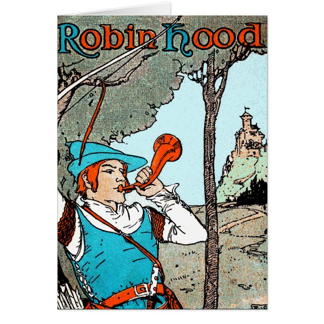 Cartão Robin Hood Antique Illustração Homens Felizes (Frente)