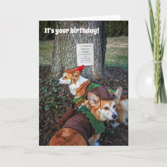 Cartão Robin Hood Corgi birthday card (Frente)