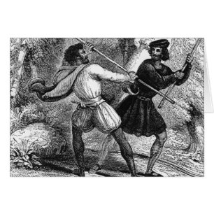Cartão Robin Hood e o curtidor com Quarto-funcionarios