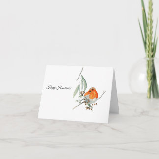 Cartão Robin on Eucalyptus Branch - Folded Greeting Card