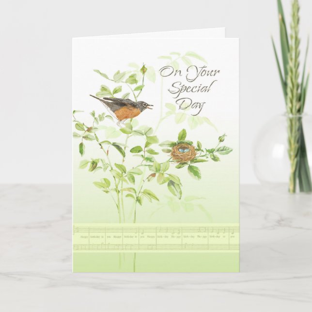 Cartão Robin Song Birthday (Frente)