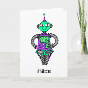 Cartão Robô Arnie, roxo e verde
