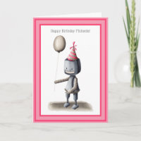 Robô Bonito com Balão Personalizado Aniversário