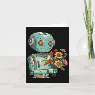Cartão Robô Com Sangue E Flores Para Meninos E G