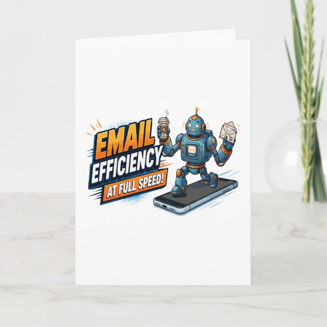 Cartão Robô de Produtividade de E-mail Rápido (Frente)