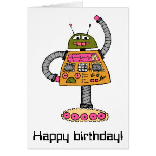 Cartão Robô Frankie, laranja em branco